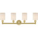Hadley 4 Light 31.5 inch Satin Gold Bath Vanity Light Wall Light in Matte White
