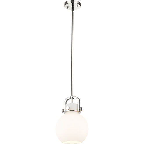 Newton Sphere 1 Light 8 inch Polished Nickel Mini Pendant Ceiling Light in Matte White Glass