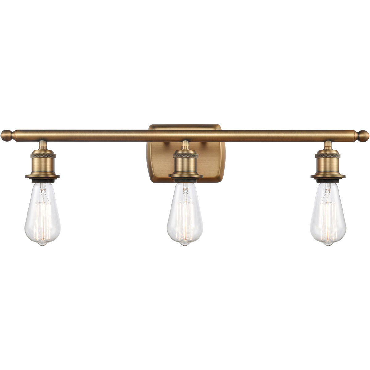 Ballston Bare Bulb 3 Light 26 inch Brushed Brass Bath Vanity Light Wall Light, Ballston