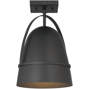 Rue 1 Light 9.5 inch Black Semi-Flush Mount Ceiling Light