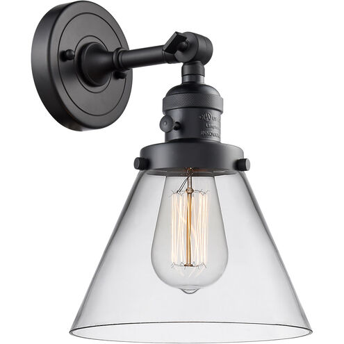 Franklin Restoration Large Cone LED 8 inch Matte Black Sconce Wall Light, Franklin Restoration