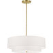 Everly 4 Light 20 inch Aged Brass with White Pendant Ceiling Light