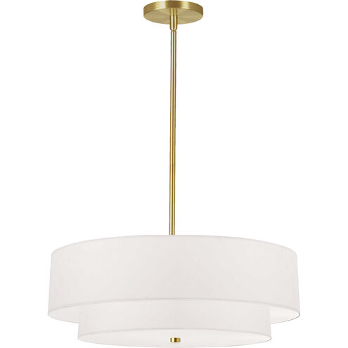 Everly 4 Light 20 inch Aged Brass with White Pendant Ceiling Light