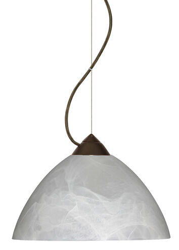 Tessa 1 Light Bronze Pendant Ceiling Light in Marble Glass, Incandescent