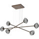 Mesa LED Flat Bronze Linear Multi-Pendant Ceiling Light in 3000K LED, Smoke, Triple Moda