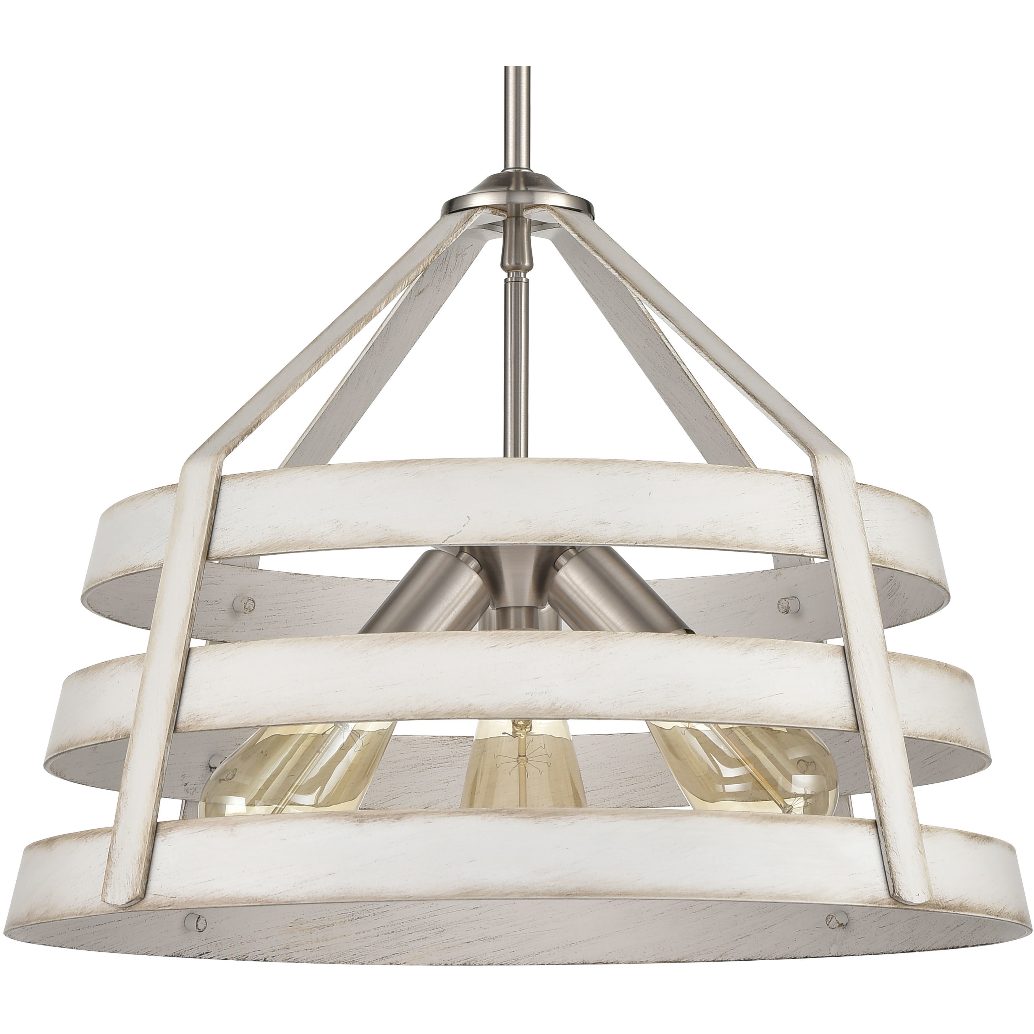 Brigantine 3 Light 18 inch Weathered White with Satin Nickel Chandelier Ceiling Light
