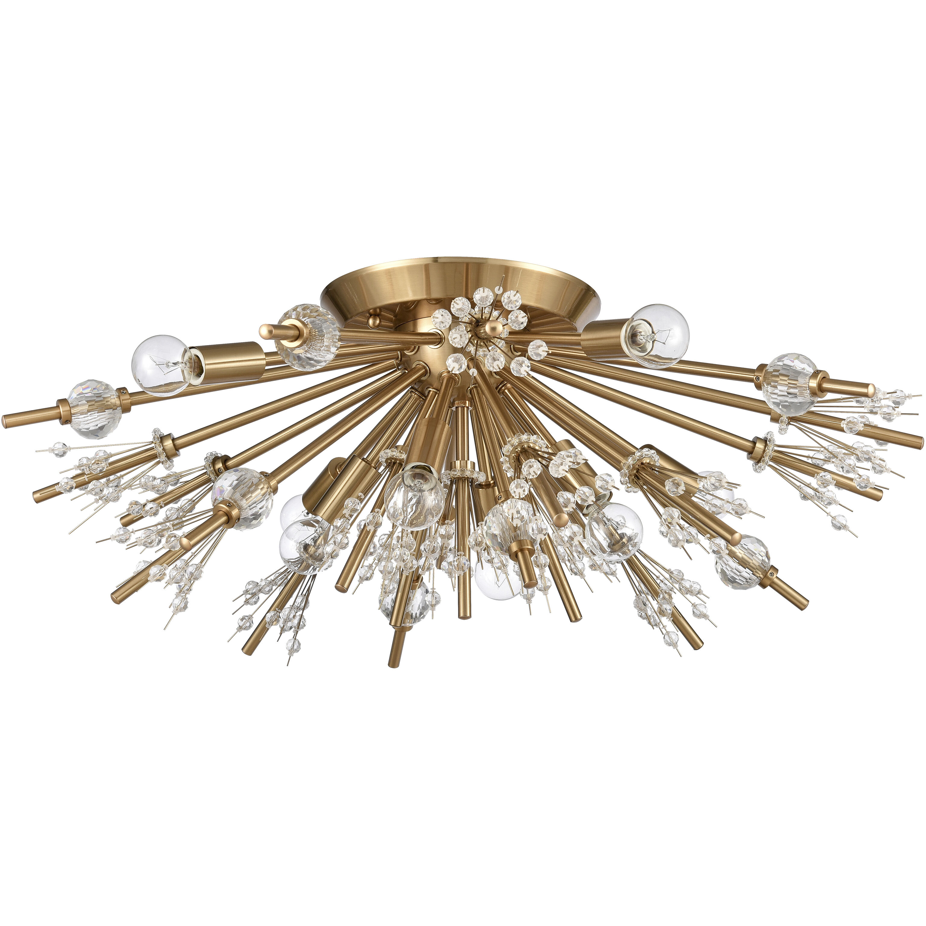 Starburst 8 Light 26 inch Satin Brass Semi Flush Mount Ceiling Light