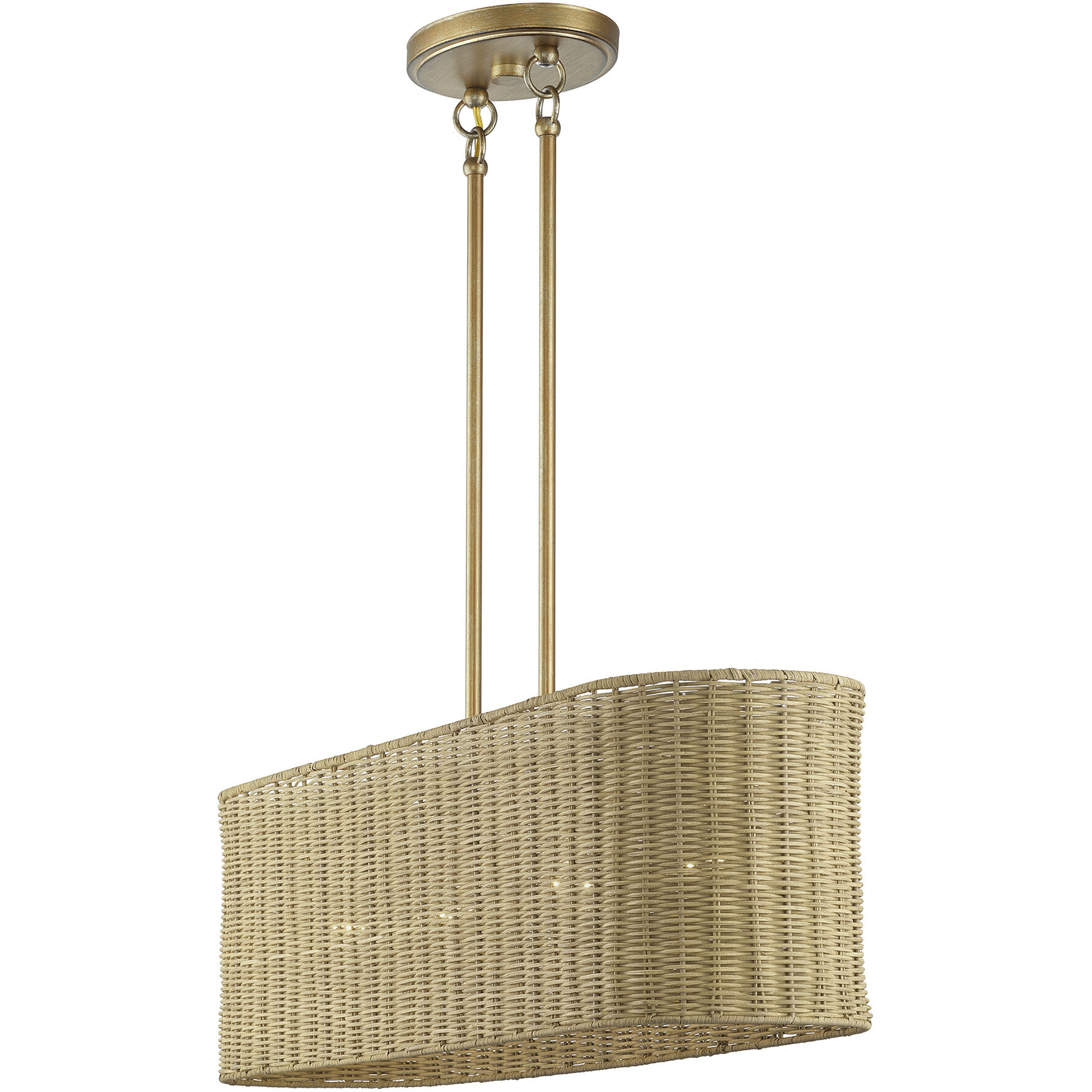 Weavington 4 Light 36 inch Antique Gold Leaf Linear Chandelier Ceiling Light, Large