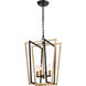Bridgette 4 Light 14 inch Matte Black with Satin Brass Pendant Ceiling Light