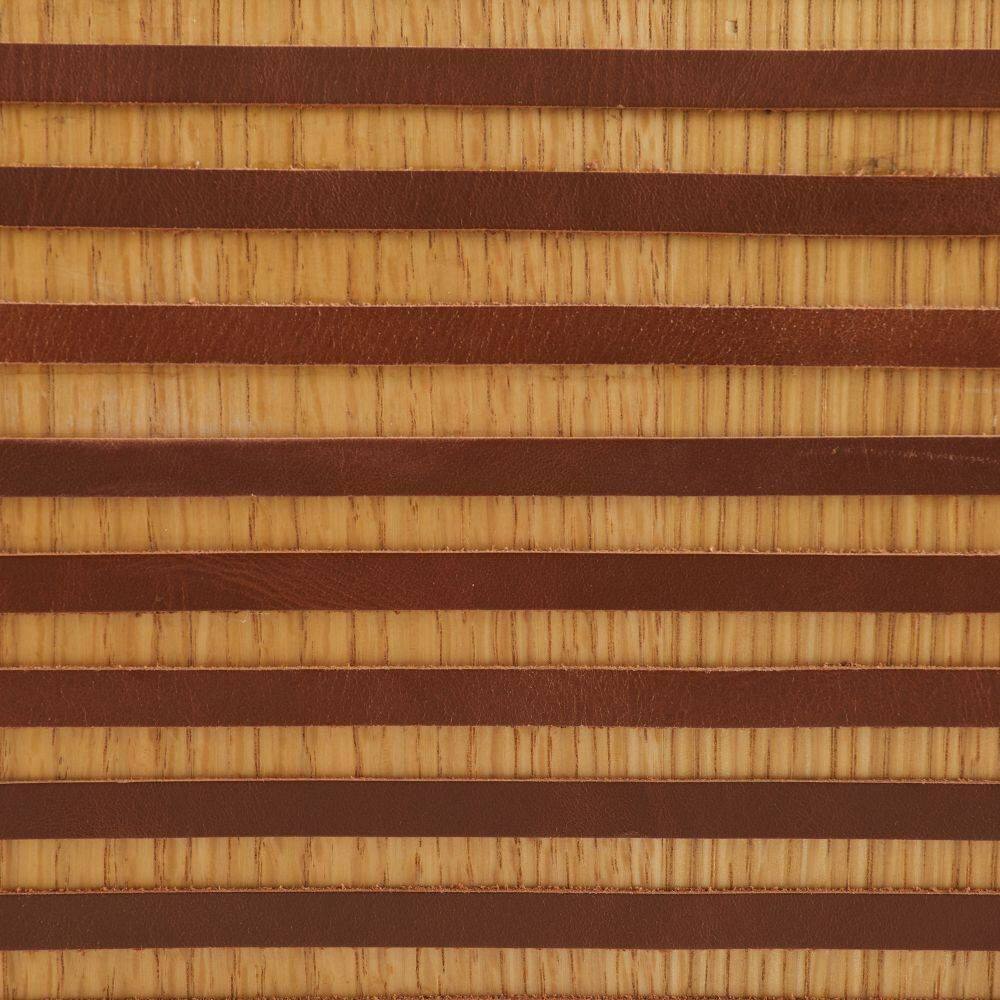 Hutchins Deep Russet Leather and Natural Oak with Antique Brass Bench