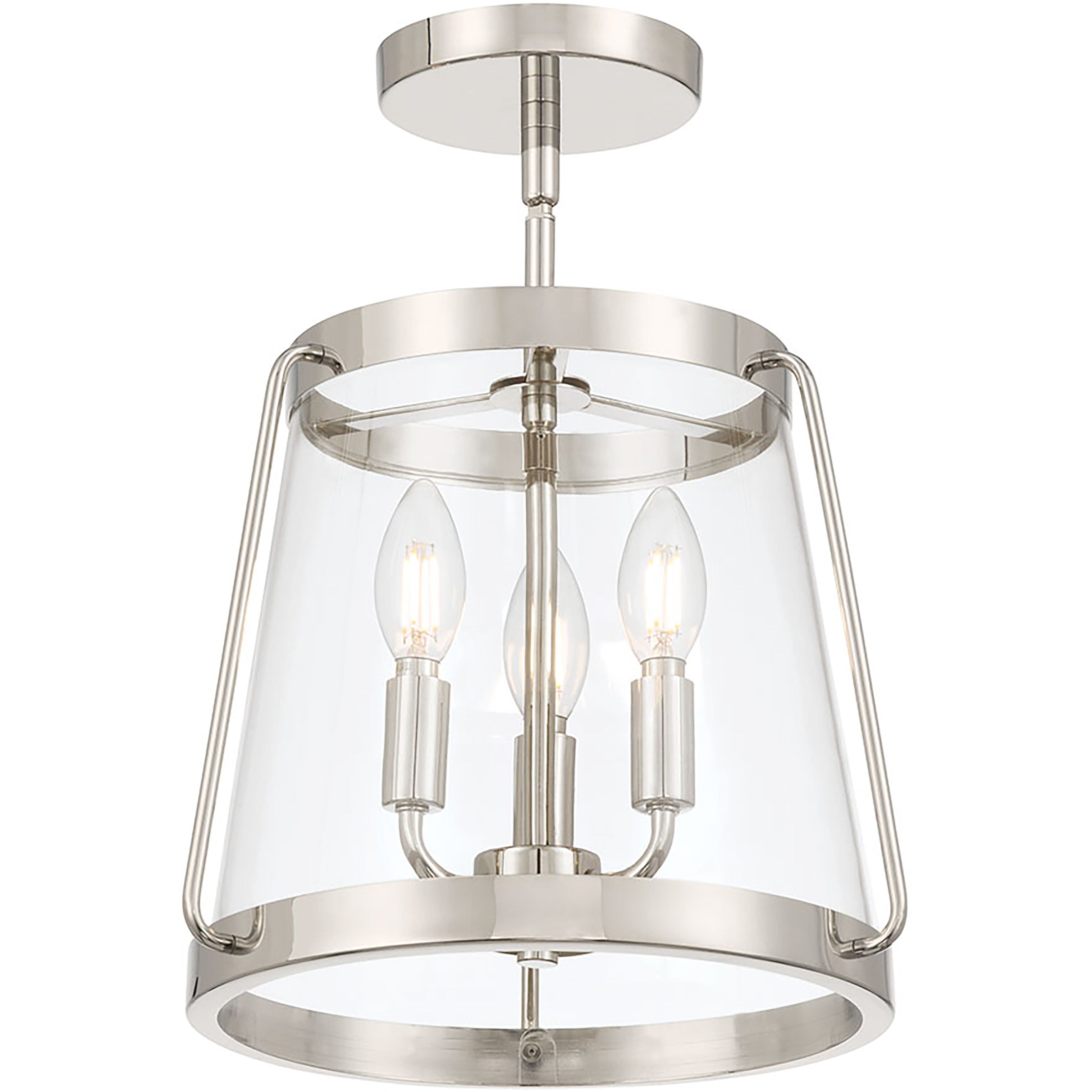 Adabella 3 Light 12.25 inch Polished Nickel Semi-Flush Mount Ceiling Light