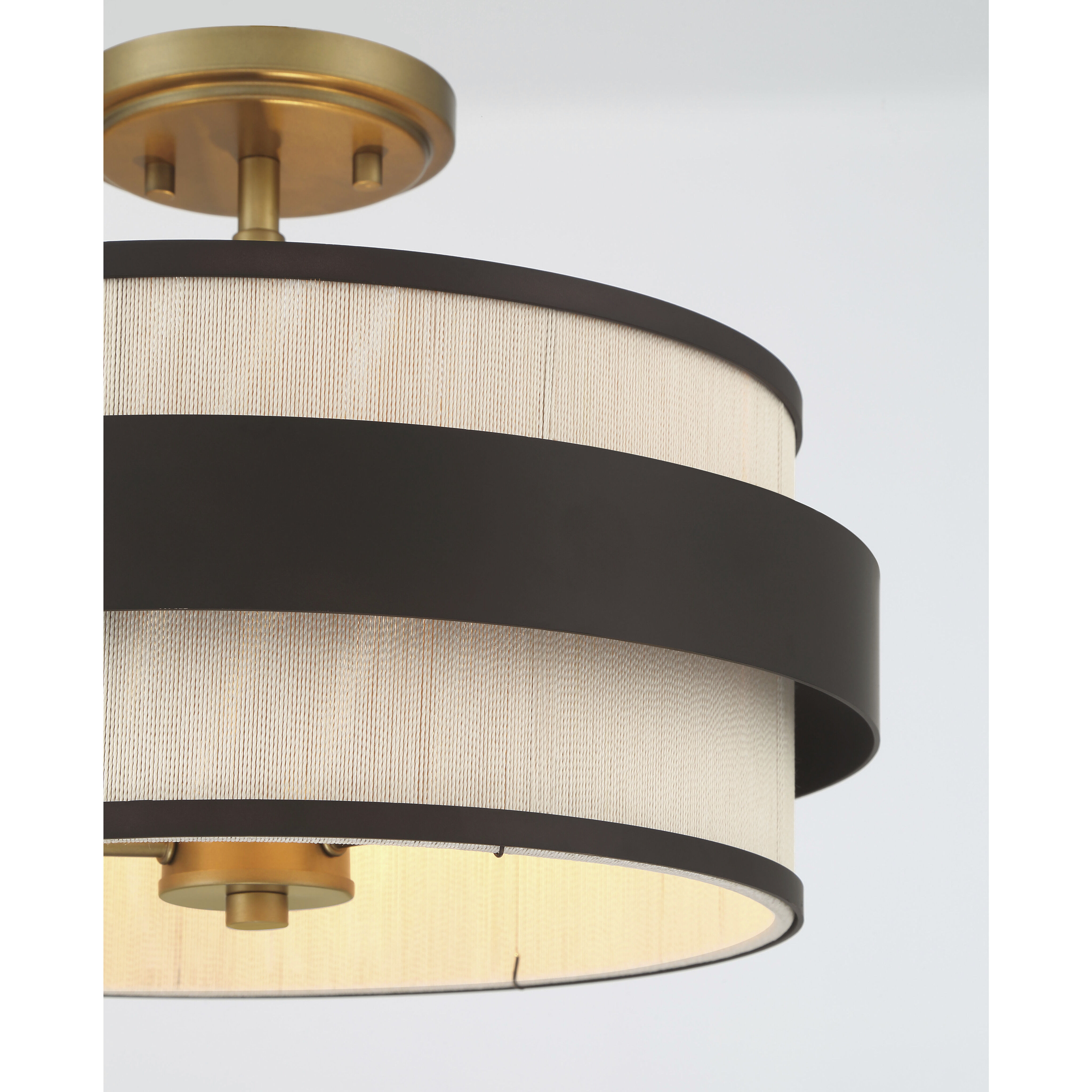 Harbor Wrap 3 Light 16 inch Legacy Brass and Dark Bronze Semi Flush Ceiling Light