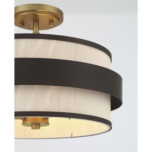 Harbor Wrap 3 Light 16 inch Legacy Brass and Dark Bronze Semi Flush Ceiling Light