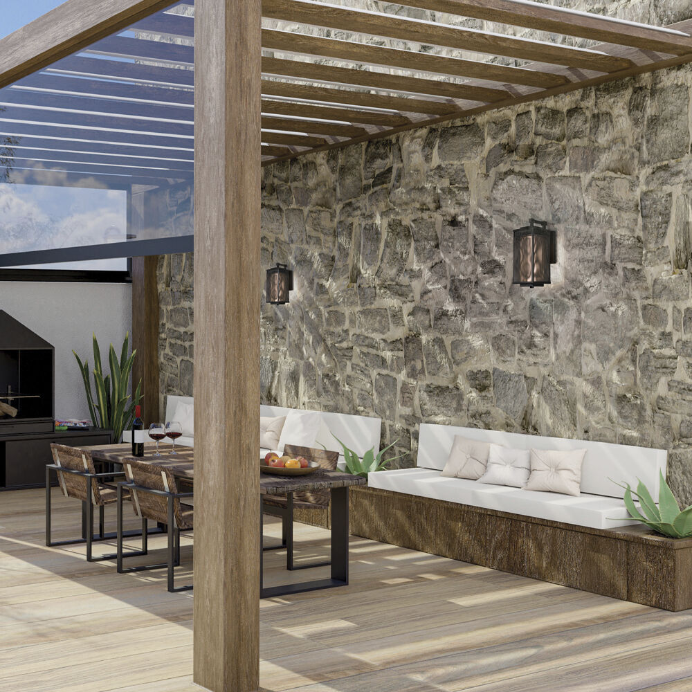 Brama 1 Light 16 inch Black and Gold Outdoor LED Wall Sconce