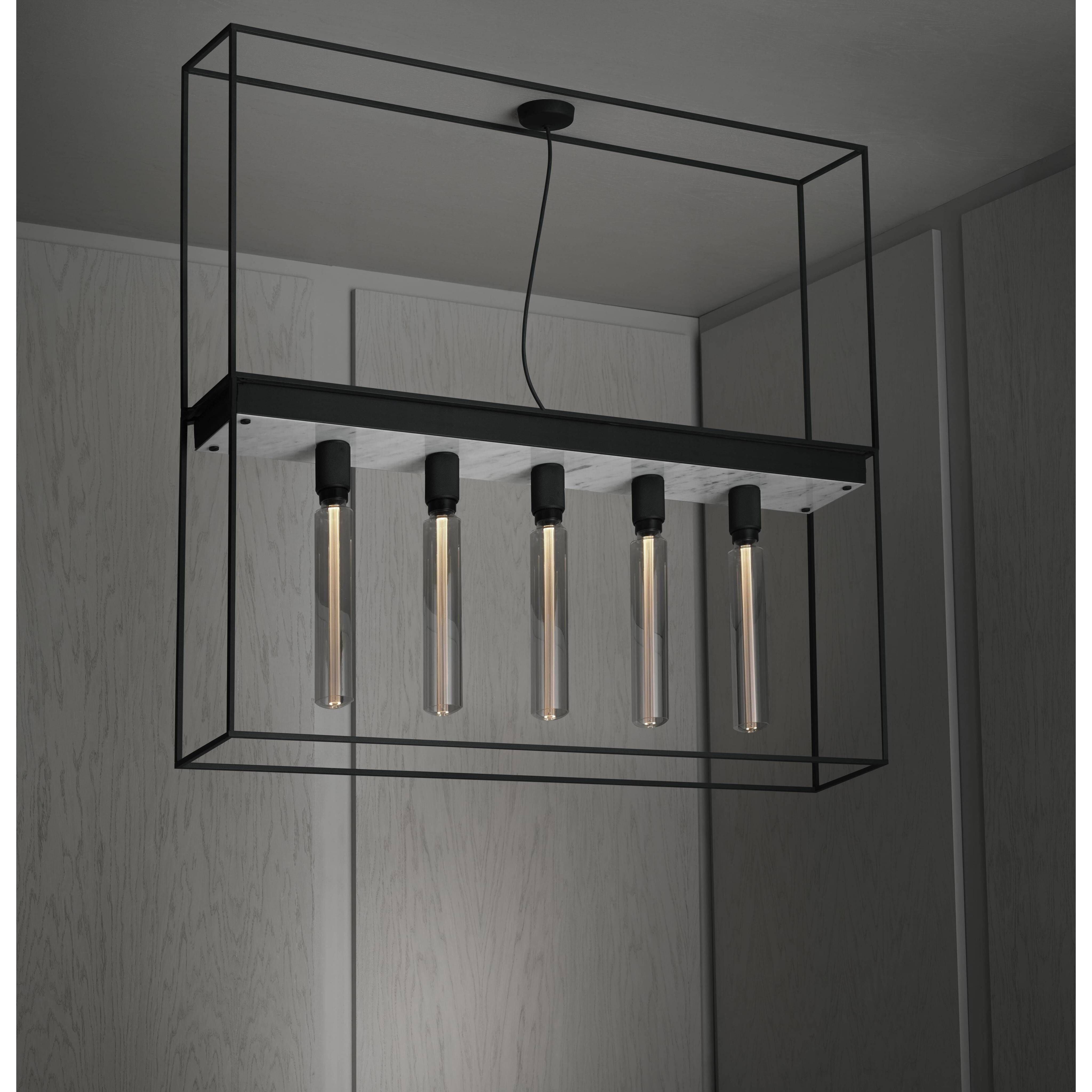 Caged 5 Light 43.31 inch White Marble Semi-Flush Mount Ceiling Light