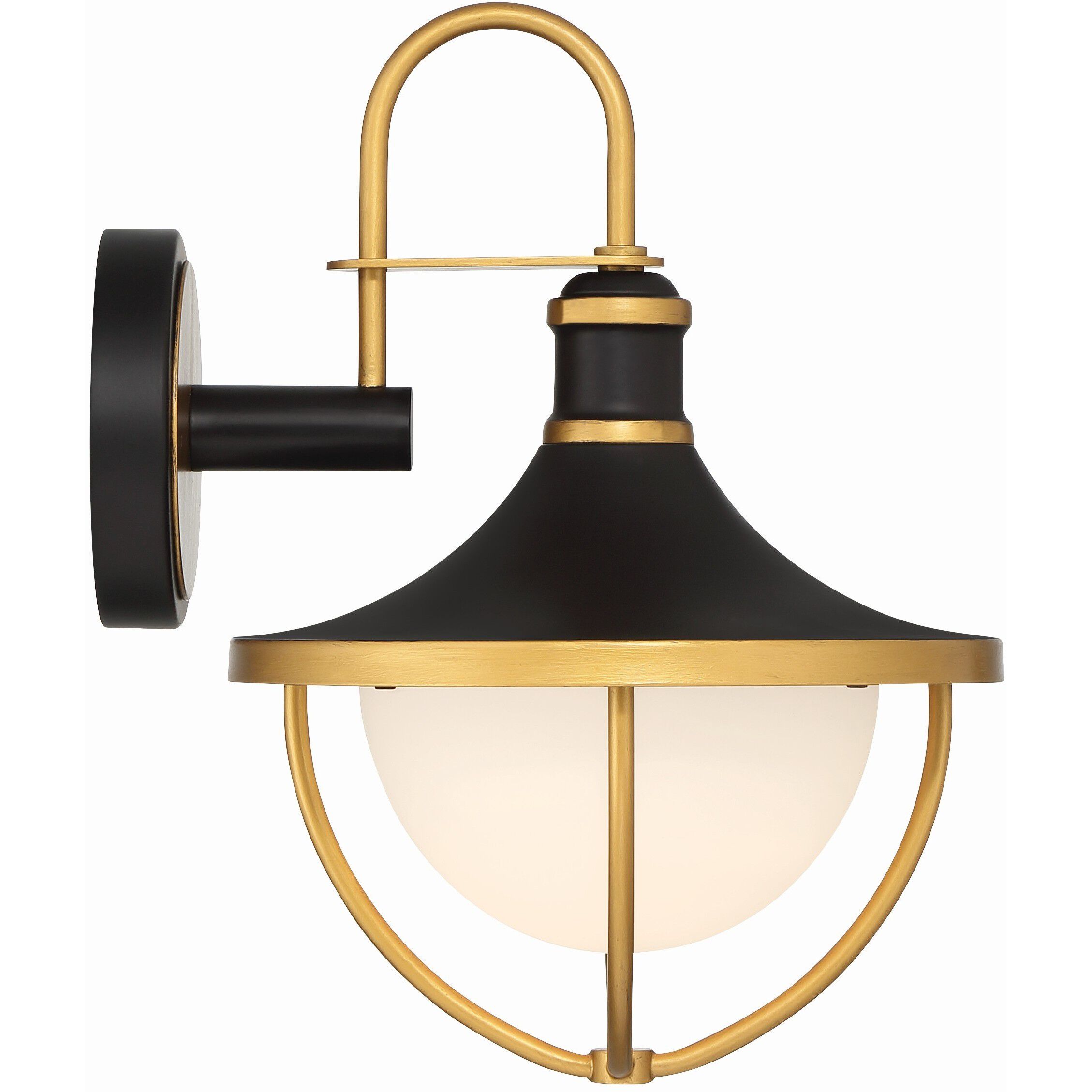 Atlas 1 Light 13.5 inch Matte Black and Textured Gold Outdoor Sconce