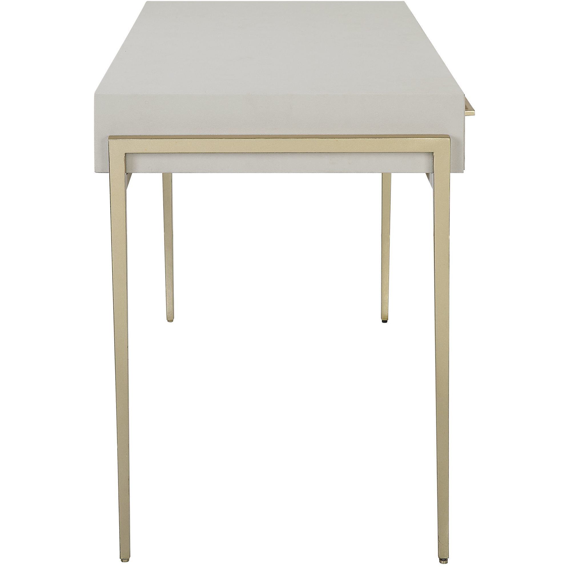 Jewel 48 inch White Faux Shagreen and Gold Leaf Desk