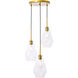 Gene 3 Light 17.3 inch Brass Pendant Ceiling Light