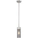 Empire 1 Light 3.13 inch Satin Nickel Pendant Ceiling Light in Plated Smoke Glass