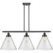 Ballston X-Large Cone 3 Light 36 inch Oil Rubbed Bronze Island Light Ceiling Light in Seedy Glass