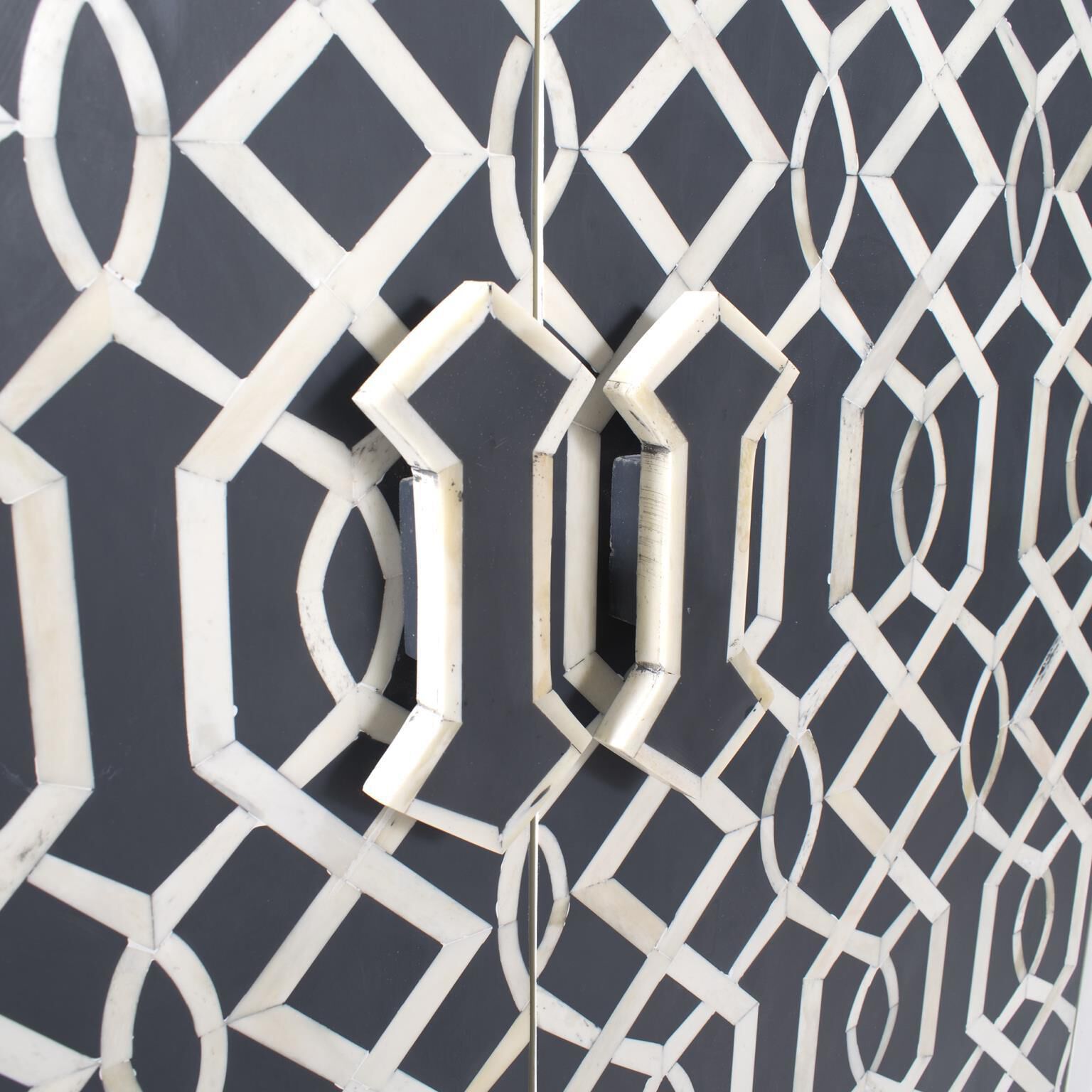 Arrouge White and Gray with Gold Cabinet, Tall