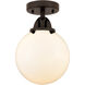 Nouveau 2 Beacon 1 Light 8 inch Oil Rubbed Bronze Semi-Flush Mount Ceiling Light in Matte White Glass