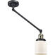Small Bell 21 inch 60.00 watt Black Antique Brass Swing Arm Wall Light, Franklin Restoration