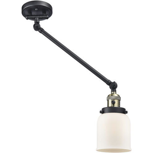 Small Bell 21 inch 60.00 watt Black Antique Brass Swing Arm Wall Light, Franklin Restoration