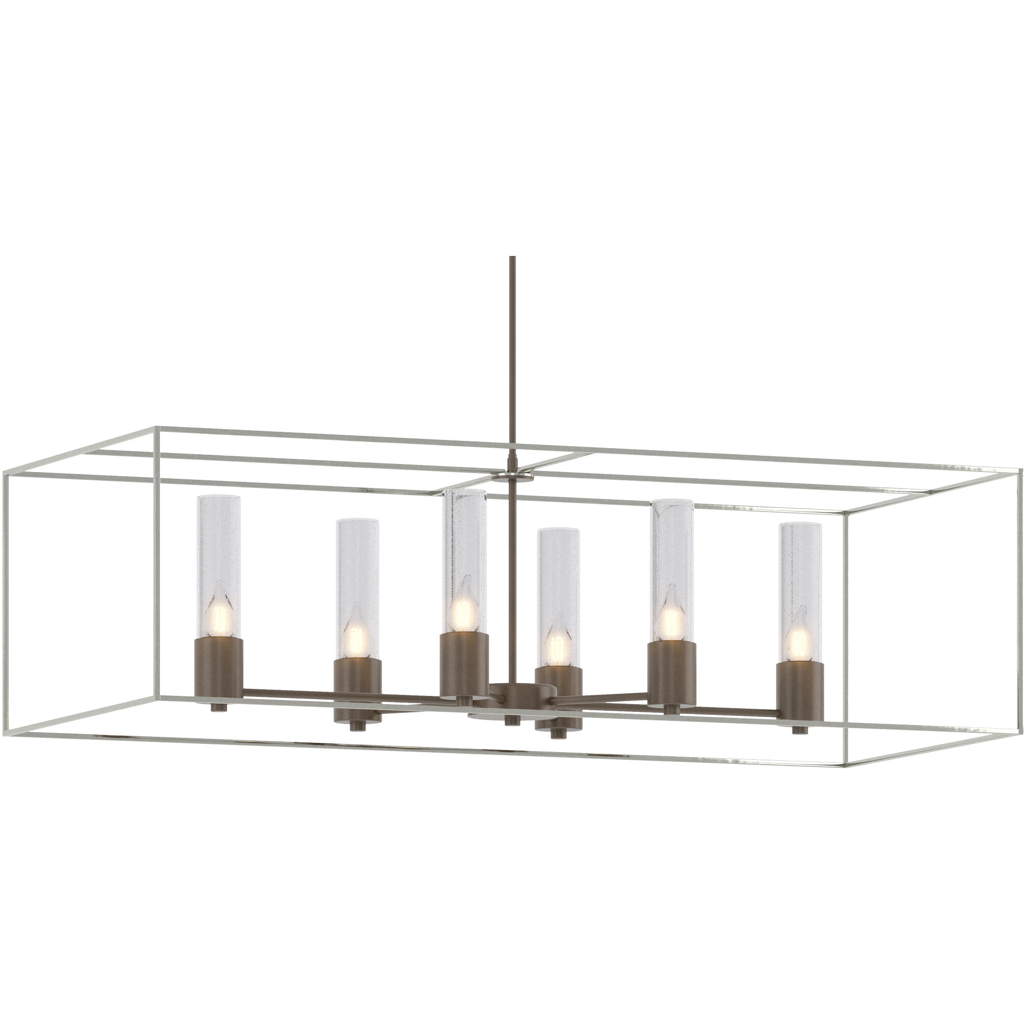 Portico 6 Light 42 inch Bronze and Sterling Pendant Ceiling Light in Bronze/Sterling, Seeded Clear
