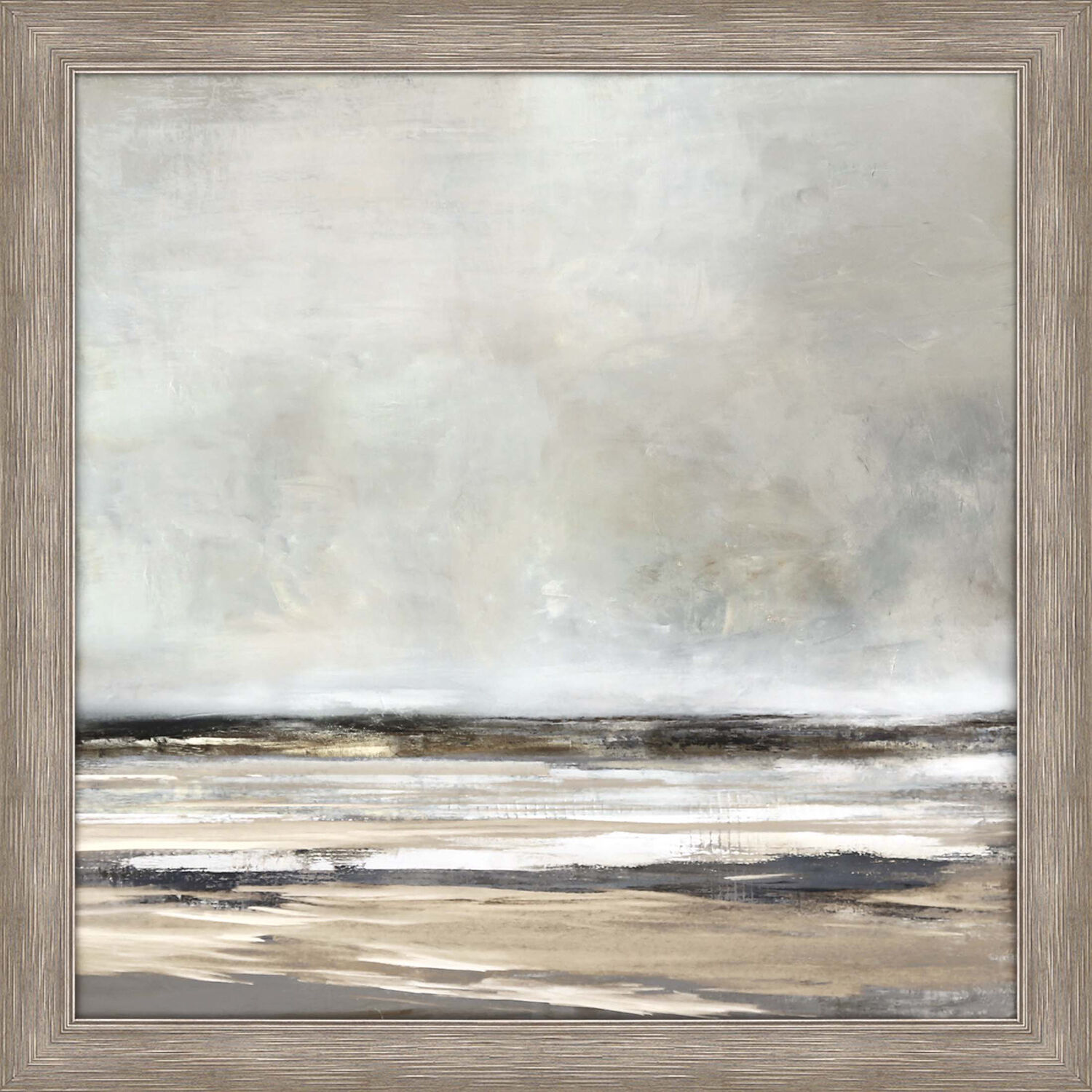 Tywyn Gray and Beige and White and Black Framed Art