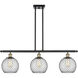 Ballston Farmhouse Chicken Wire 3 Light 36 inch Black Antique Brass Island Light Ceiling Light, Ballston
