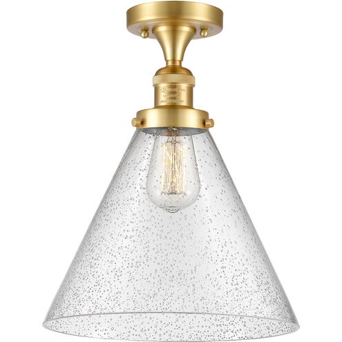 Franklin Restoration X-Large Cone 1 Light 12 inch Satin Gold Semi-Flush Mount Ceiling Light in Seedy Glass, Franklin Restoration