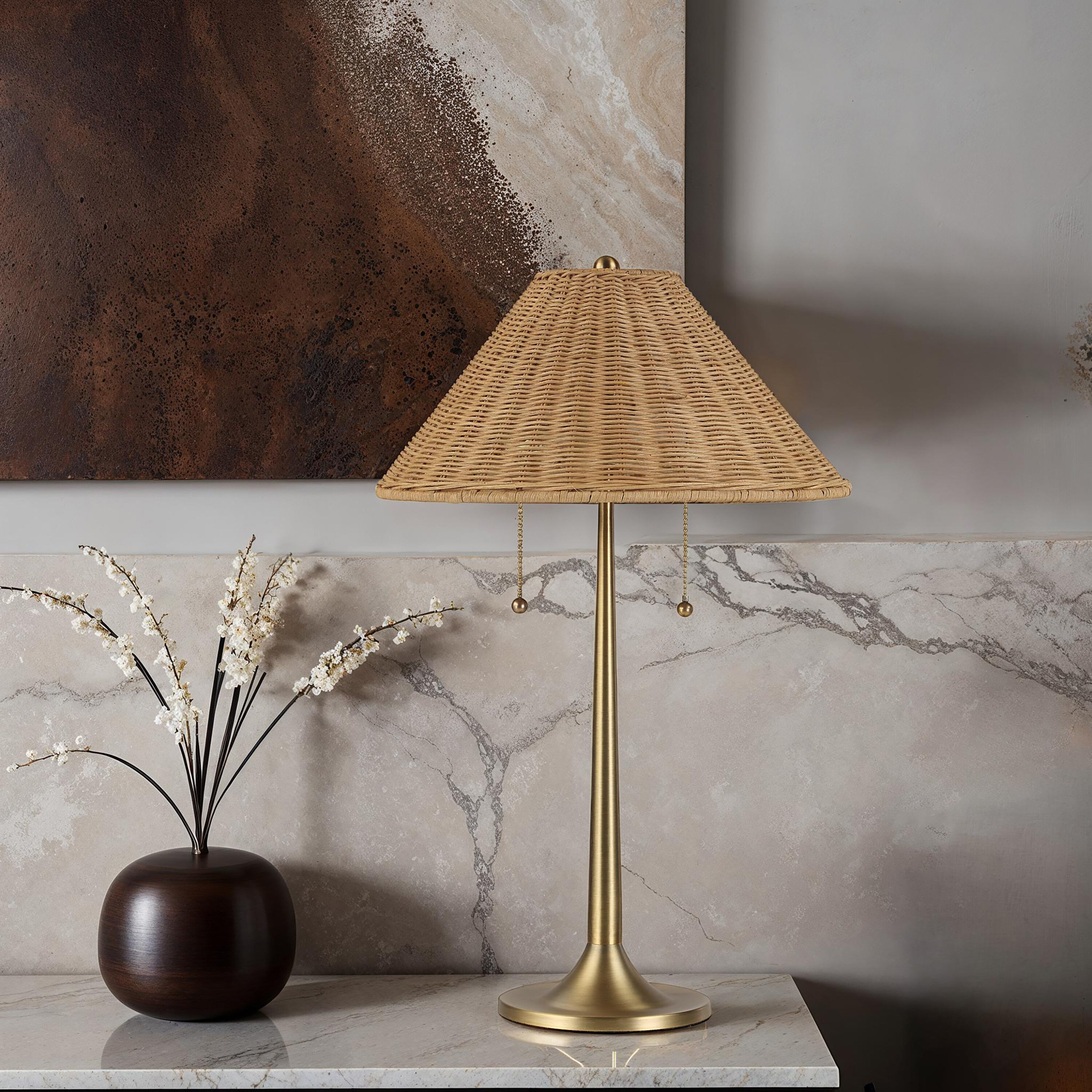 Viana 22 inch 40.00 watt Dark Antique Brushed Brass Table Lamp Portable Light