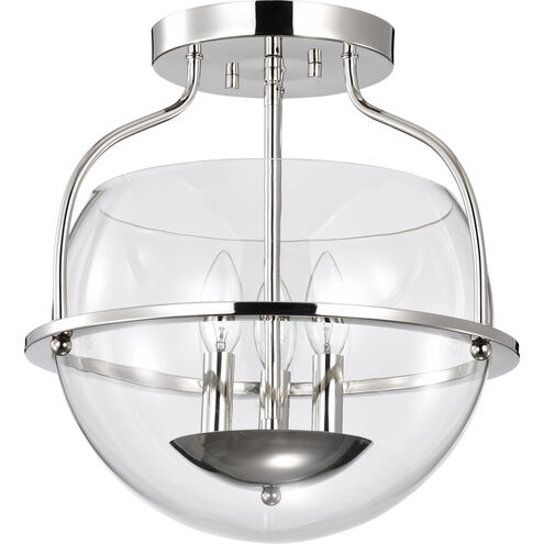 Amado 3 Light 14 inch Polished Nickel Semi Flush Mount Ceiling Light