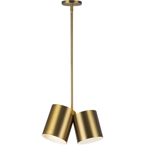 Keiko 2 Light 6 inch Brushed Gold Pendant Ceiling Light