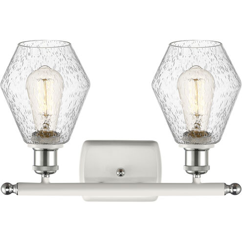 Ballston Cindyrella 2 Light 16 inch White and Polished Chrome Bath Vanity Light Wall Light in Incandescent, Seedy Glass