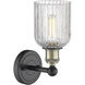 Bridal Veil Sconce Wall Light in Black Antique Brass, Clear
