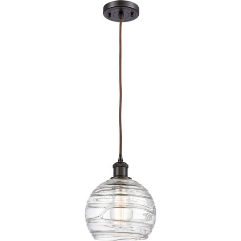 Ballston Deco Swirl LED 8 inch Oil Rubbed Bronze Mini Pendant Ceiling Light in Black Textured, Ballston