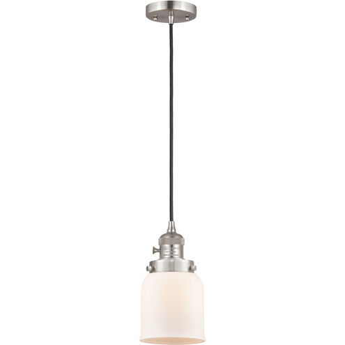 Franklin Restoration Bell LED 5 inch Brushed Satin Nickel Mini Pendant Ceiling Light in Matte White