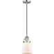 Franklin Restoration Bell LED 5 inch Brushed Satin Nickel Mini Pendant Ceiling Light in Matte White