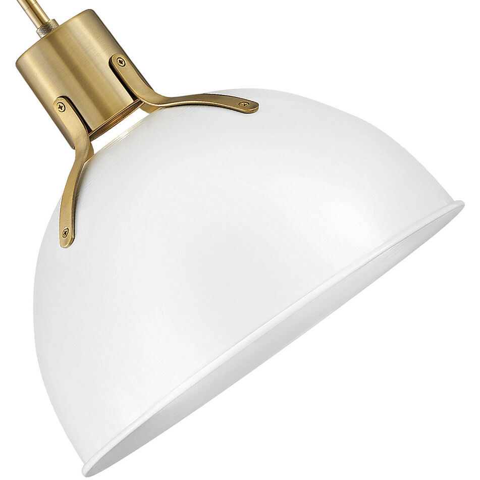 Argo LED 14 inch Polished White with Lacquered Brass Indoor Pendant Ceiling Light