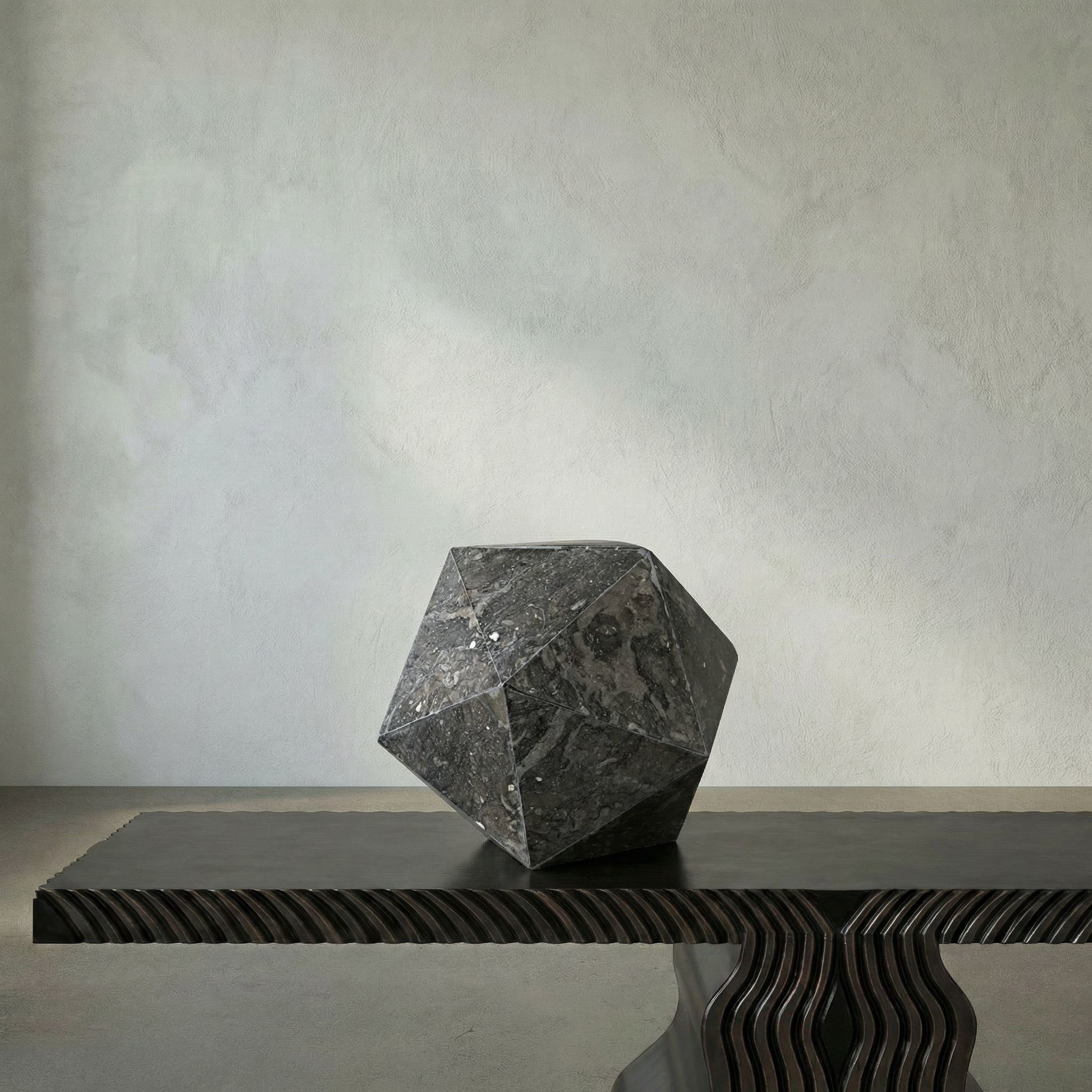 Polyhedron Black Marble Object