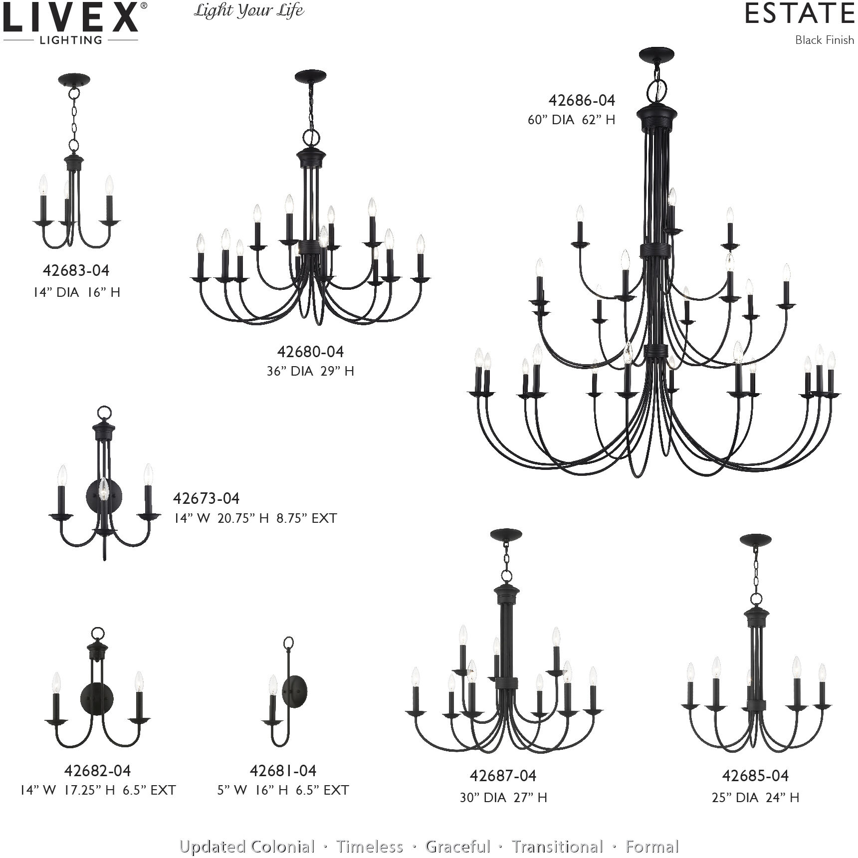 Estate 24 Light 60 inch Black Foyer Chandelier Ceiling Light