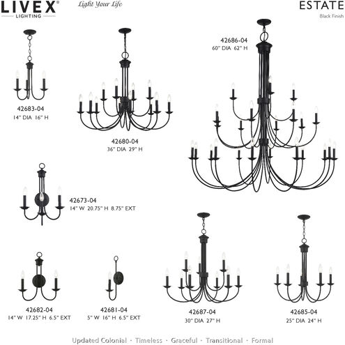 Estate 24 Light 60 inch Black Foyer Chandelier Ceiling Light