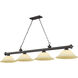 Cordon 4 Light 81.75 inch Bronze Billiard Ceiling Light in Golden Mottle Glass