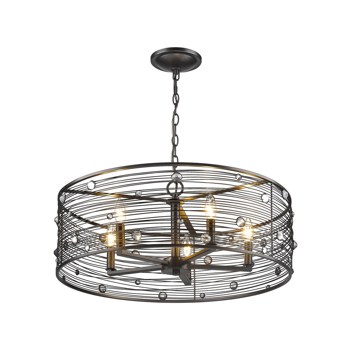 Bijoux 5 Light 26 inch Brushed Etruscan Bronze Chandelier Ceiling Light