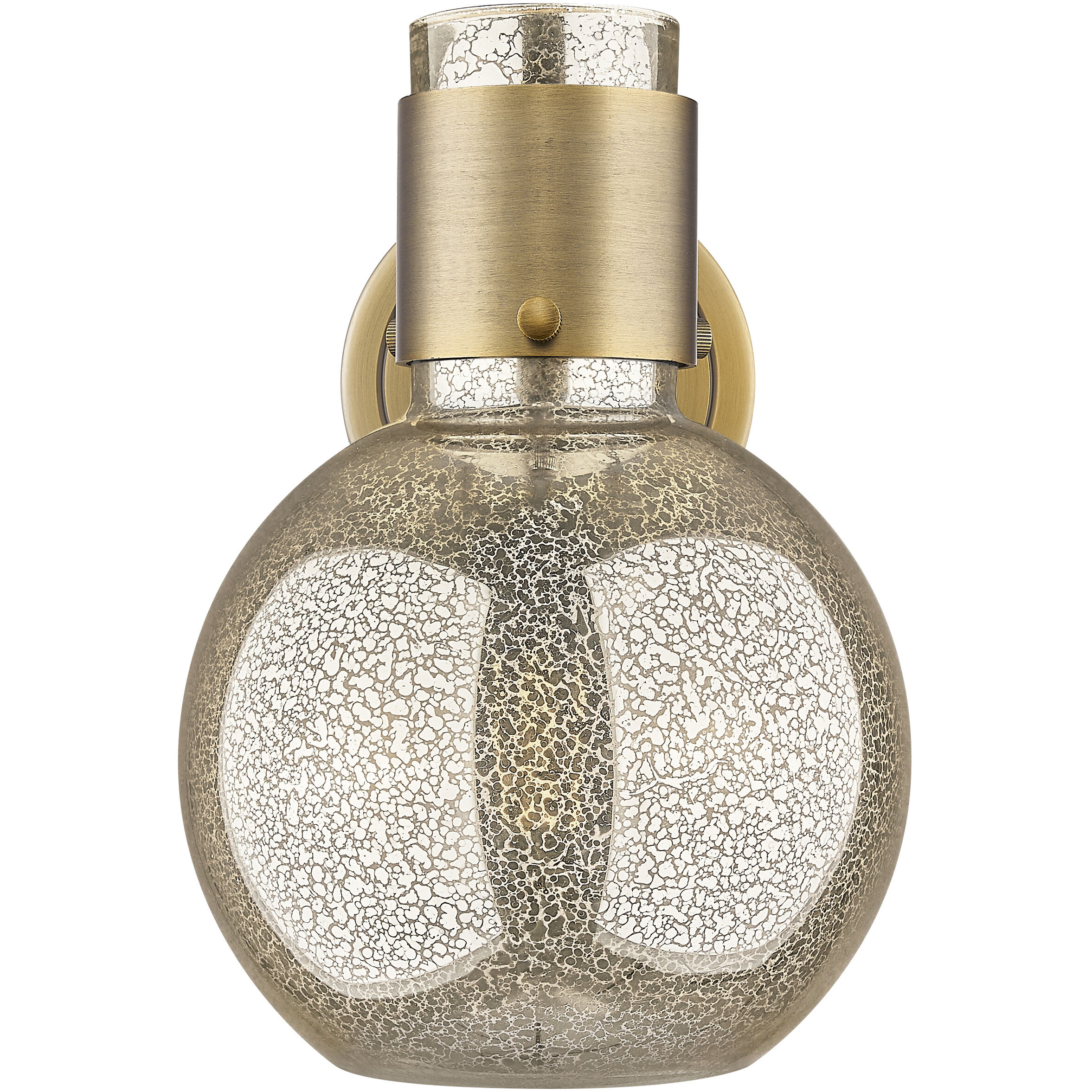 Lawton Sphere Sconce Wall Light in Brushed Brass, Mercury Glass