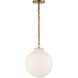 Thomas O'Brien Katie4 1 Light 12 inch Hand-Rubbed Antique Brass Globe Pendant Ceiling Light in White Glass