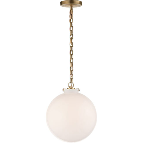 Thomas O'Brien Katie4 1 Light 12 inch Hand-Rubbed Antique Brass Globe Pendant Ceiling Light in White Glass