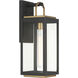 Fenmark 1 Light 21.25 inch Dark Matte Black and Legacy Brass Outdoor Wall Lantern